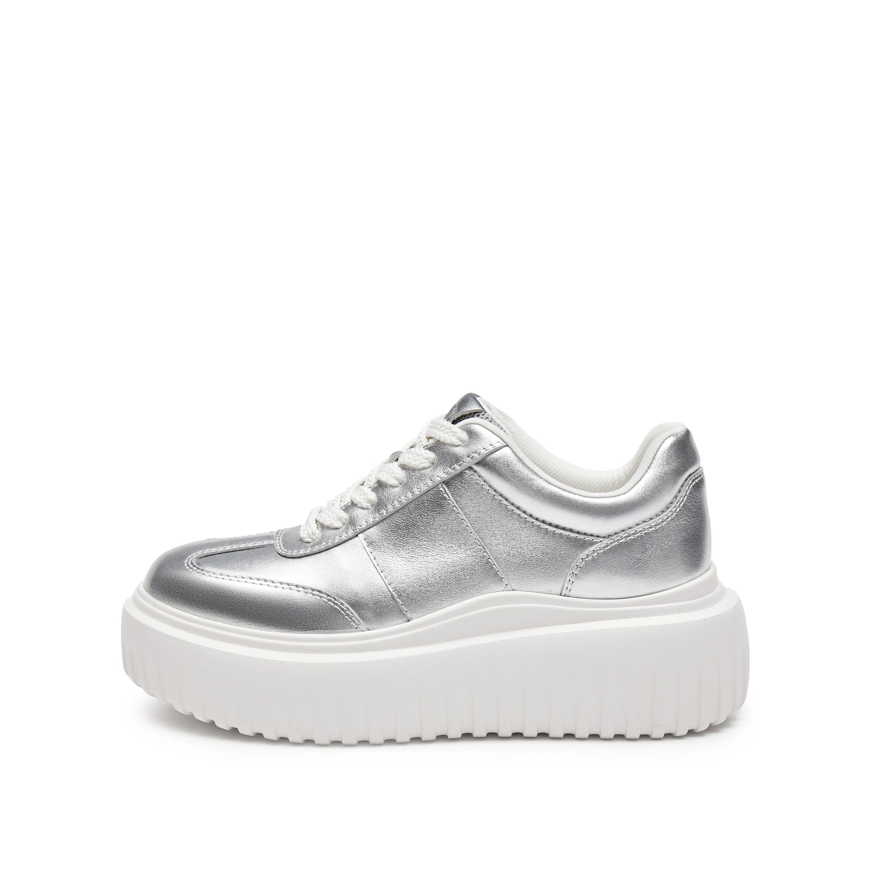 Silver Platform Leather Cookie Sneakers