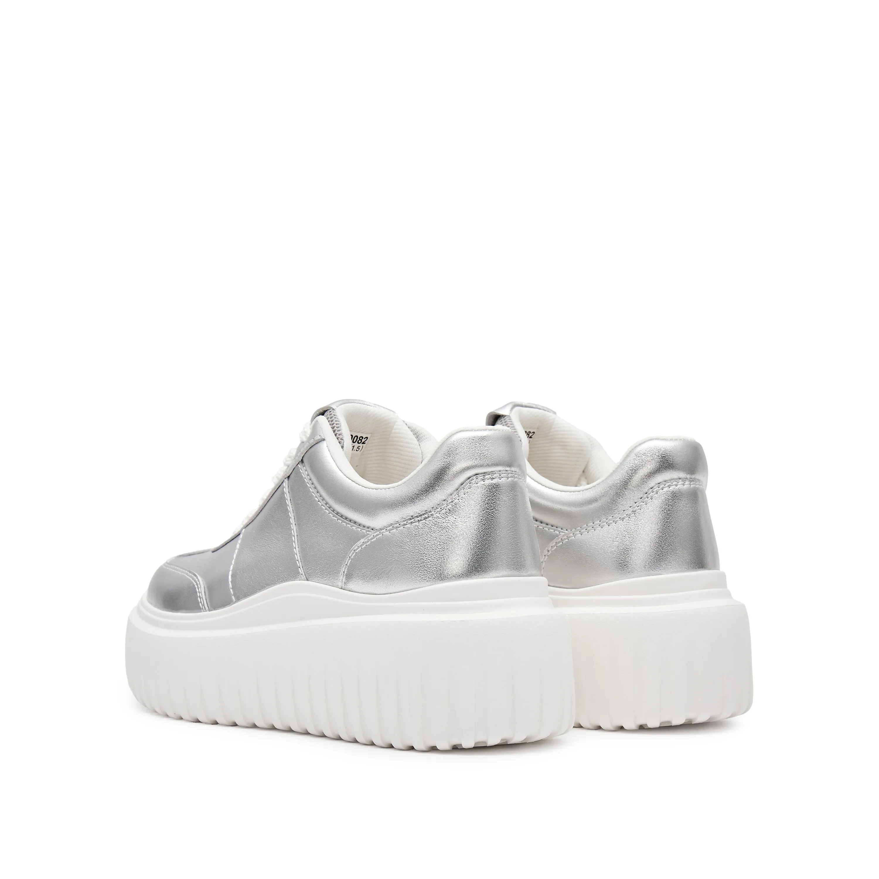 Silver Platform Leather Cookie Sneakers