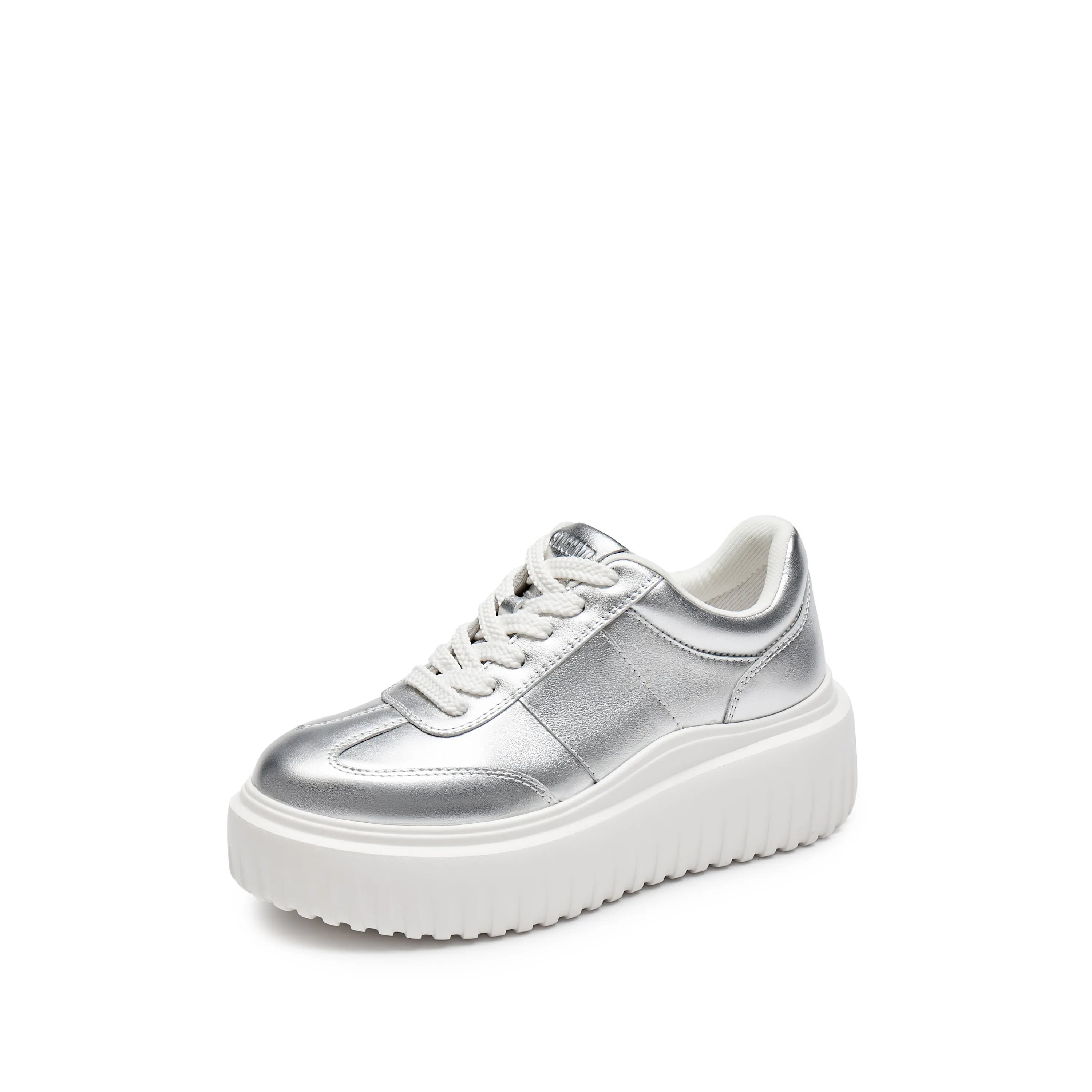 Silver Platform Leather Cookie Sneakers