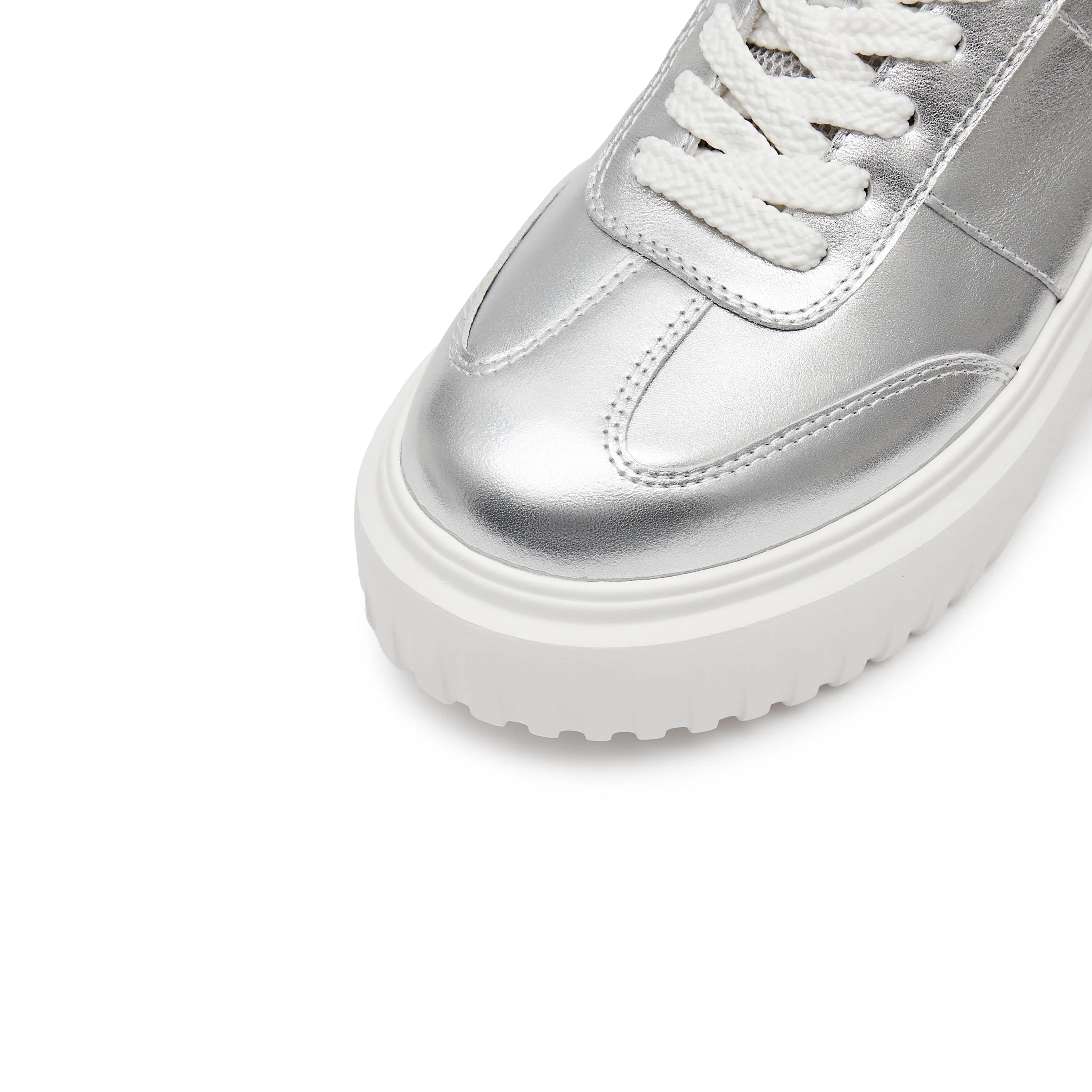 Silver Platform Leather Cookie Sneakers