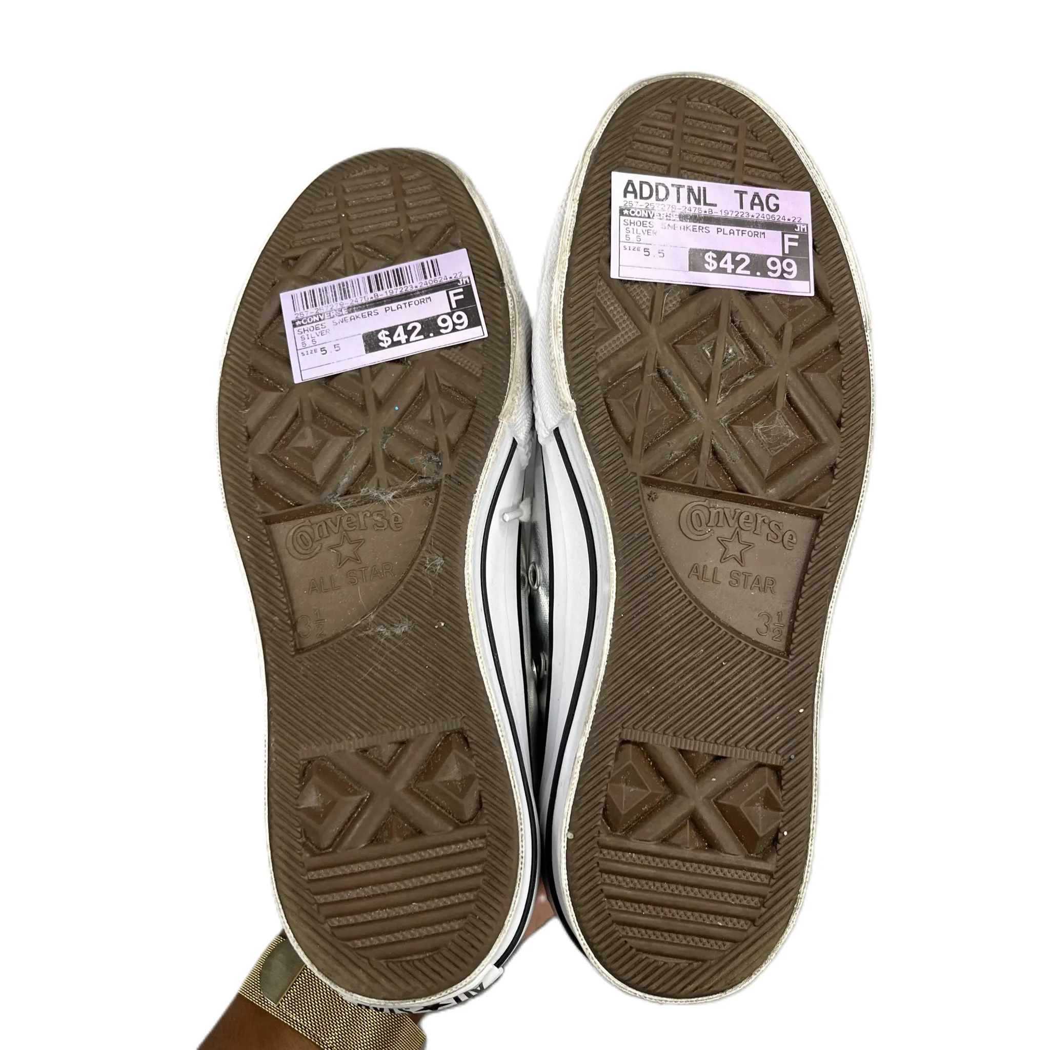 Silver Shoes Sneakers Platform By Converse, Size: 5.5