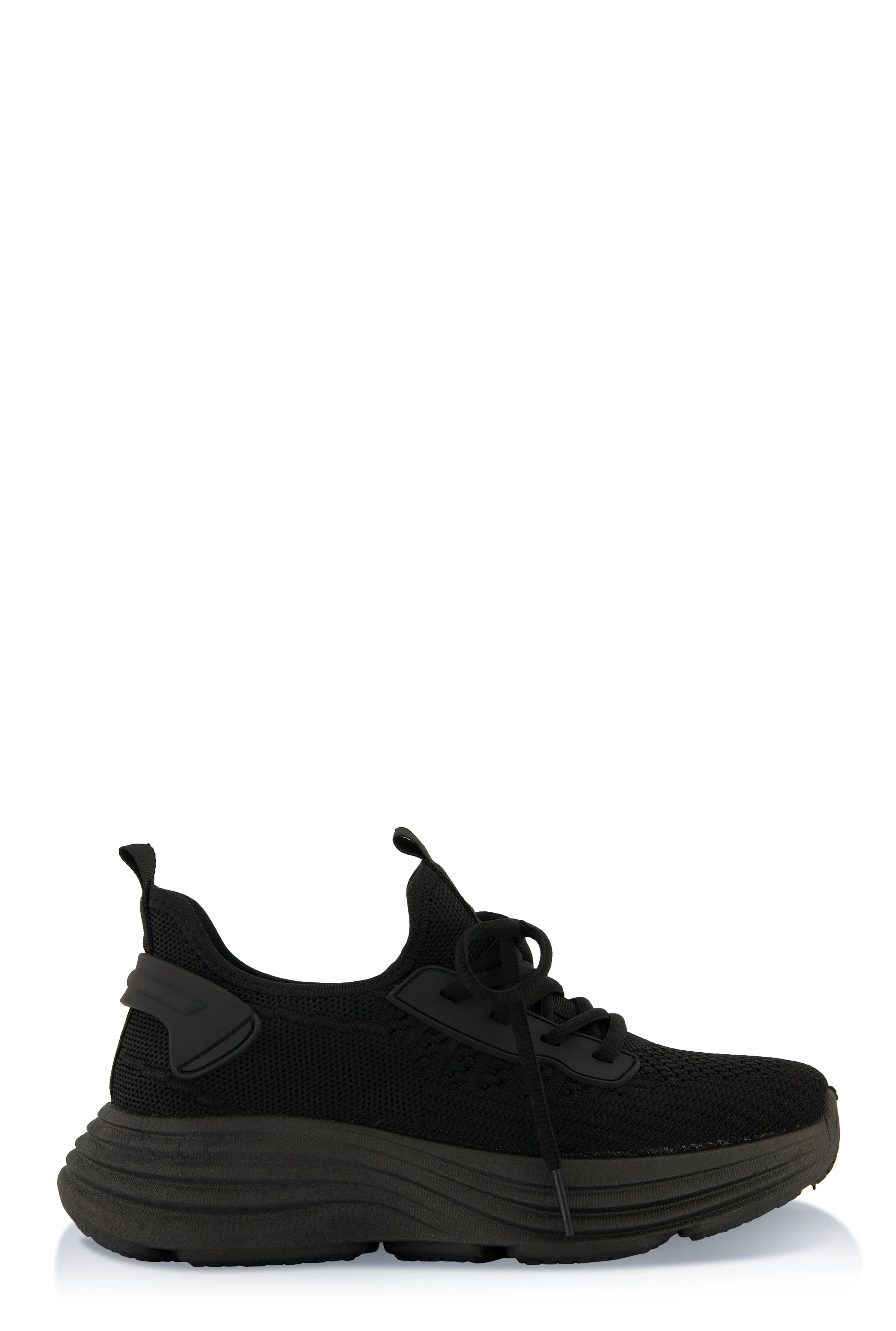 Textured Knit Platform Athletic Sneakers