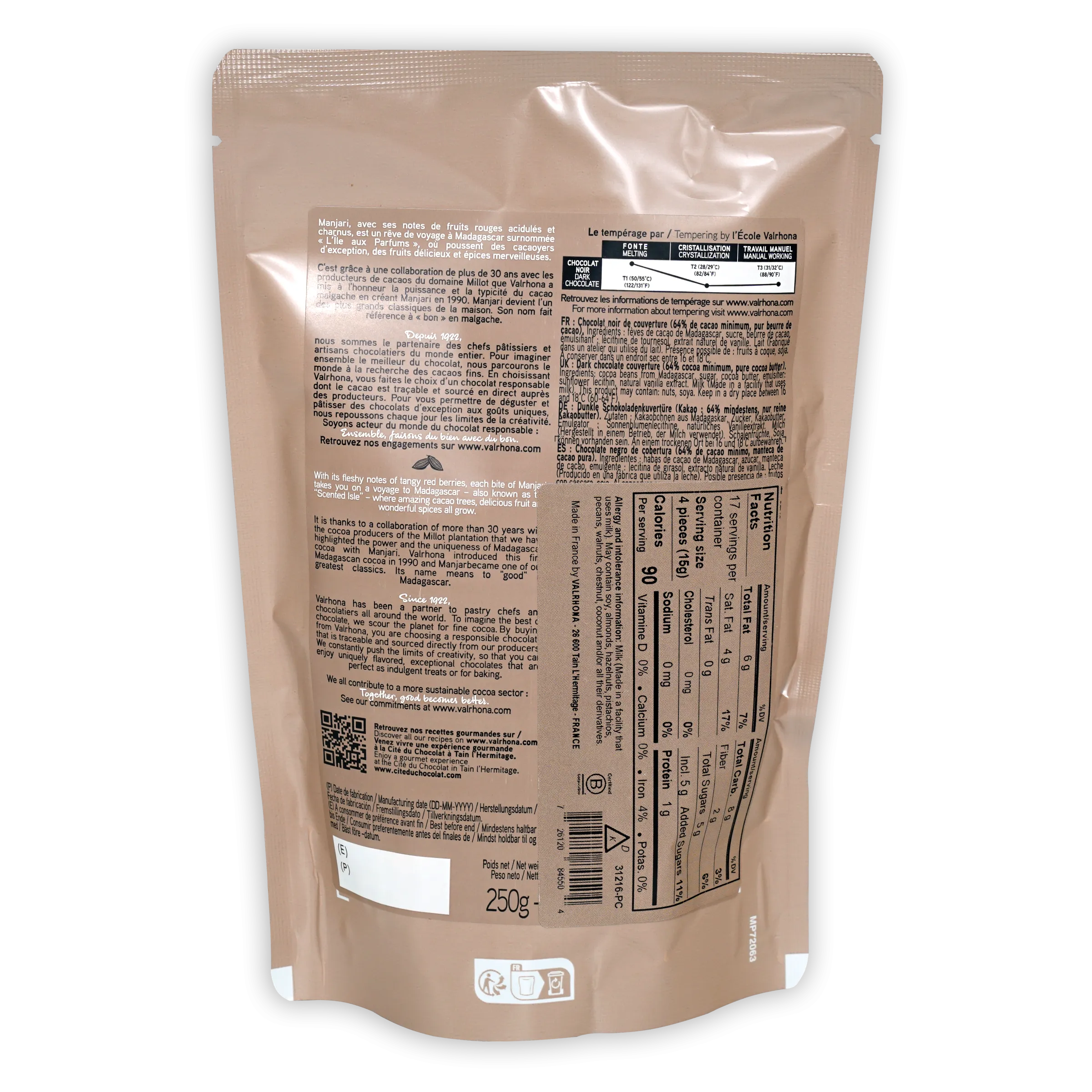 Valrhona Baking Feves Manjari Dark Chocolate 64%