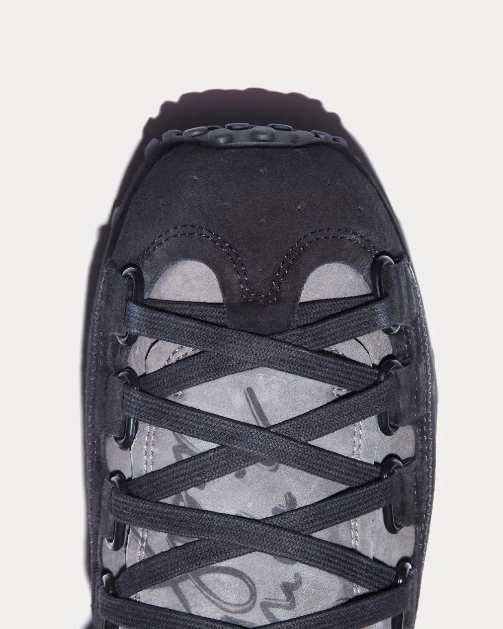 Washed Platform Grey / Black Low Top Sneakers