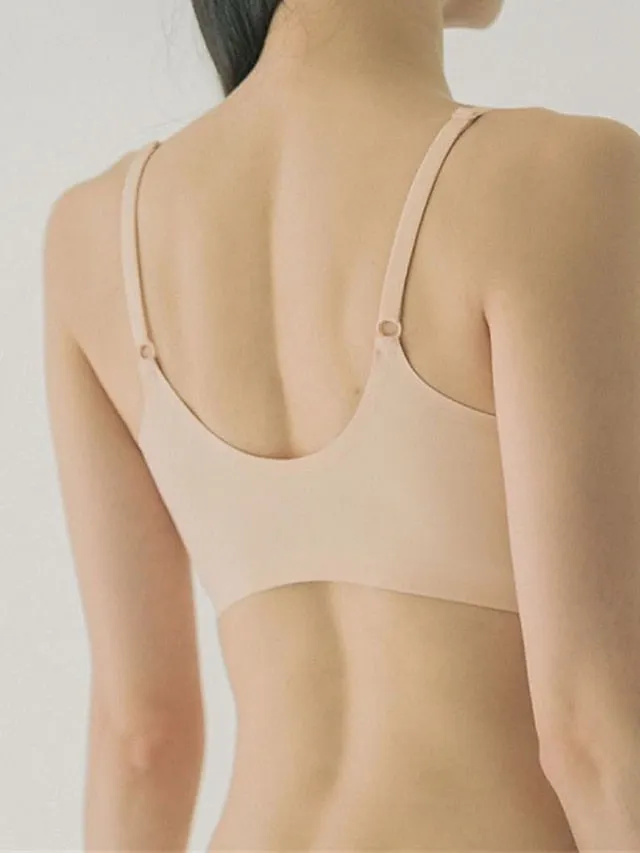 Women's Wireless Bras Padded Bras Sports Bras Fixed Straps 34 Cup V Neck Breathable Running Push Up Pure Color Pull-On Closure