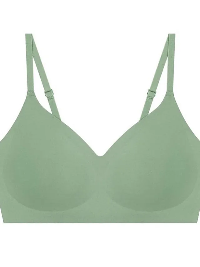 Women's Wireless Bras Padded Bras Sports Bras Fixed Straps 34 Cup V Neck Breathable Running Push Up Pure Color Pull-On Closure