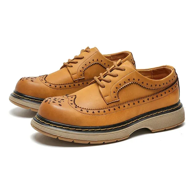 Yellow-Brown Genuine Leather Shoes